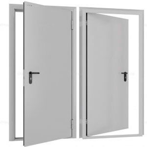 Дверь DoorHan/980/2050/Техническая/одност./глухая/глад./глад./RAL7035/прав./угл. рама, DTG/980/2050/7035/R/N