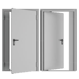 Дверь DoorHan/1750/2050/Противопож.EI60/двухств./глухая/глад./глад./RAL7035/прав./угл. рама, DPG60/1750/2050/7035/R/N